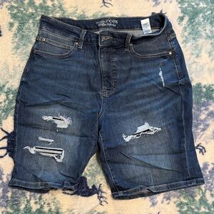 Maurices Dark Blue Distressed Jean Shorts